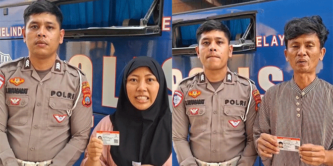 Petugas Satlantas memberikan layanan perpanjangan SIM keliling di desa Simalungun