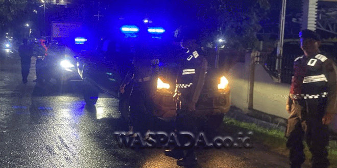 Patroli Blue Light Patrol Polres Pematangsiantar malam hari