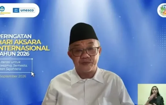 Menteri Pendidikan Abdul Mu'ti berbicara pada webinar Hari Aksara Internasional 8 September 2026
