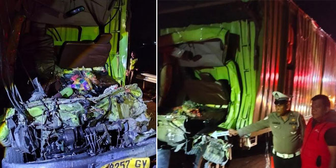 Lokasi kecelakaan truk di Tol Medan-Tebing Tinggi KM 54,700