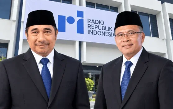 Logo RRI dan tema HUT ke-81 Suara Indonesia Berdaulat, Adil, dan Makmur