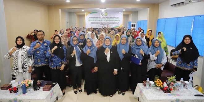 Rapat koordinasi BKOW Sumut dengan DP3AKB dan GOW di Aula DP3AKB Medan
