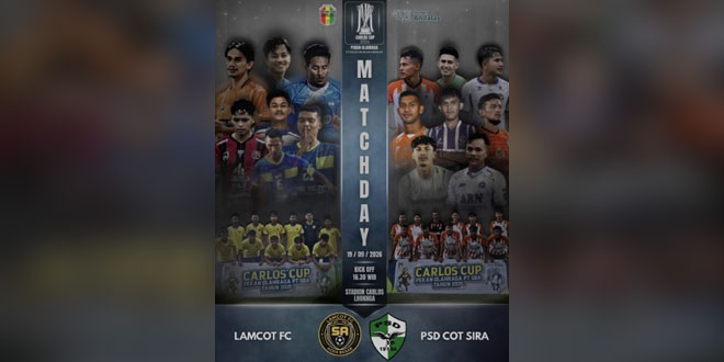 Final Carlos CUP 2026 antara Lamcot FC dan PSD Cot Sibati di Stadion Mini Carlos Lhoknga