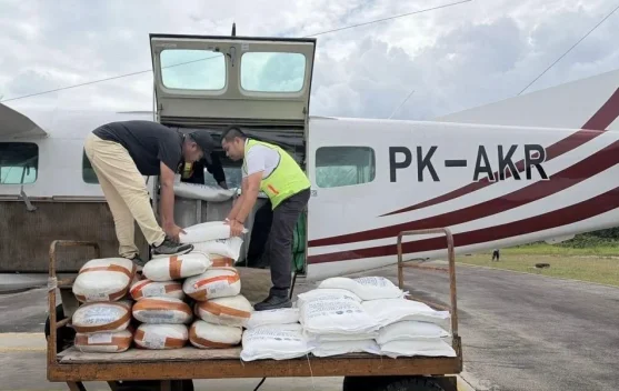 Pesawat OMC terbang untuk pemadaman kebakaran hutan dan lahan