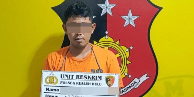 Personel Polsek Kualuh Hulu mengamankan tersangka penyalahgunaan sabu di Desa Londut