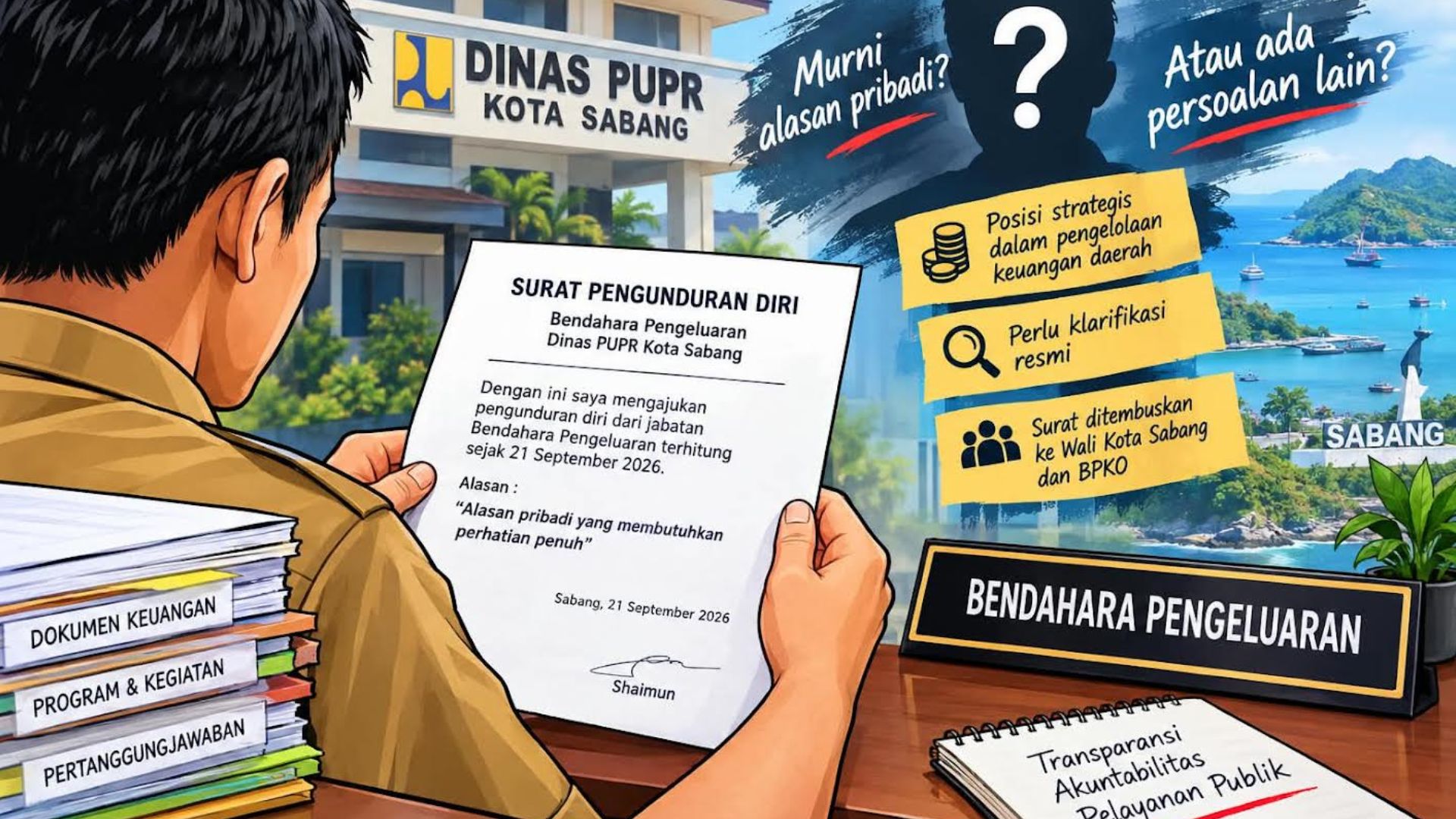 Bendahara Dinas PUPR Kota Sabang mengajukan surat pengunduran diri
