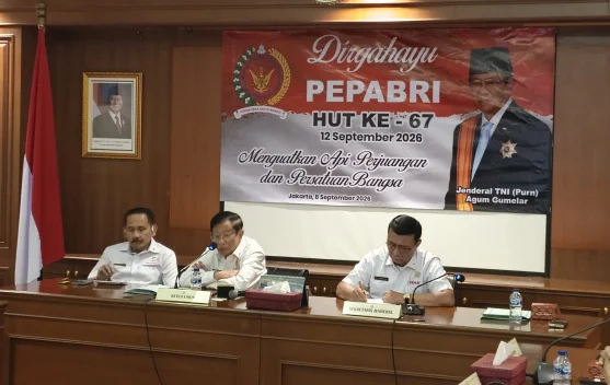 Agum Gumelar menyampaikan pernyataan HUT ke-67 PEPABRI di Jakarta