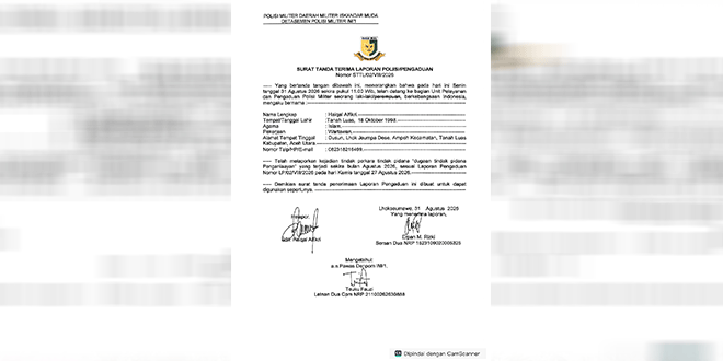 Rombongan PWI dan YARA di kantor Denpom IM/1 Lhokseumawe saat menyerahkan laporan