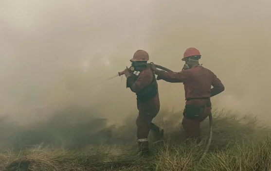 Ilustrasi titik hotspot dan operasi water bombing pada penanggulangan karhutla