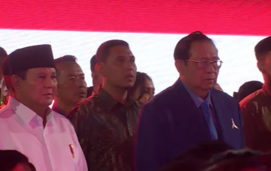 Presiden Prabowo Subianto hadir di perayaan HUT ke-25 Partai Demokrat di Indonesia Arena