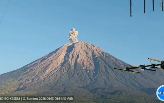 Ilustrasi Gunung Semeru dan area terdampak di sepanjang Besuk Kobokan
