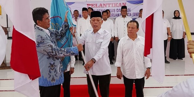 Bupati Maya Hasmita menghadiri pelantikan BMPS Kabupaten Labuhanbatu periode 2026–2031