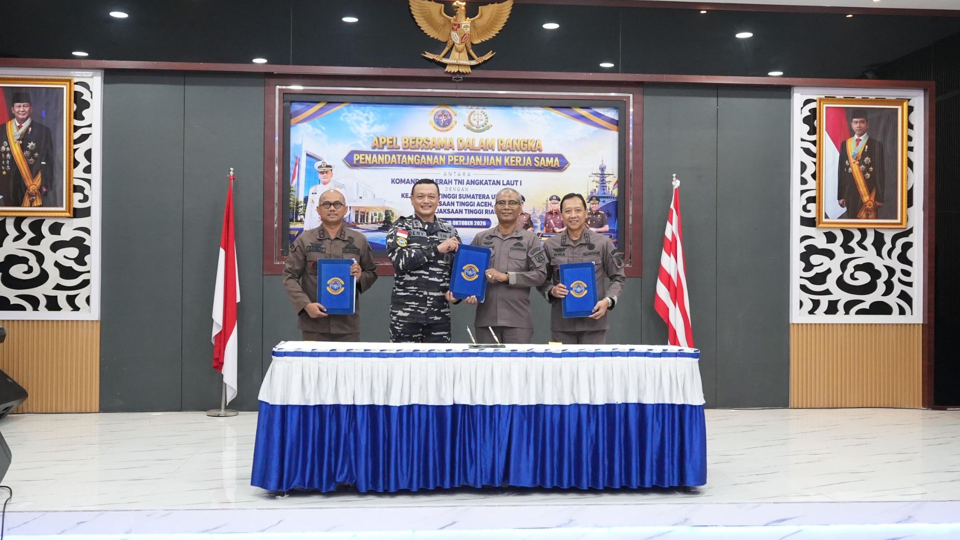 Penandatanganan PKS antara Kejati Sumut Aceh Riau dan TNI AL di Aula Jos Sudarso Belawan