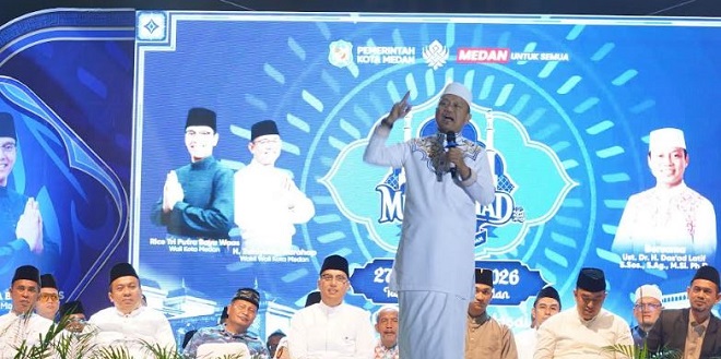 Suasana peringatan Maulid Nabi di Medan dihadiri Wali Kota Rico Waas dan Ustaz Das'ad Latif