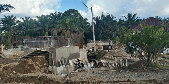 Lokasi proyek pembangunan Jembatan Sungai Siabu di Desa Batang Bulu Baru, Padanglawas