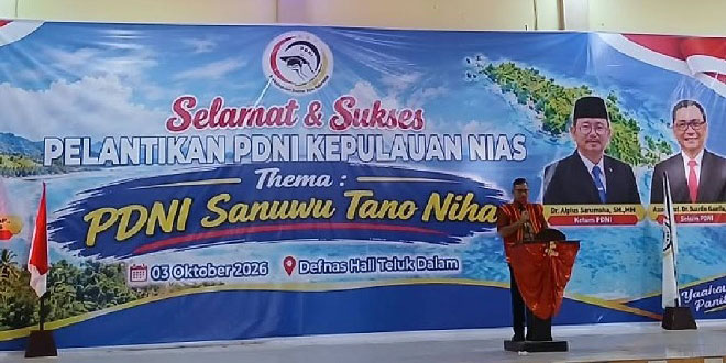 Prosesi pelantikan pengurus PDNI Kepulauan Nias di Teluk Dalam, Nias Selatan