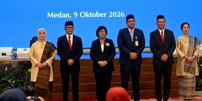 Gubernur Sumatera Utara Bobby Nasution saat pengukuhan Kepala BI Sumut