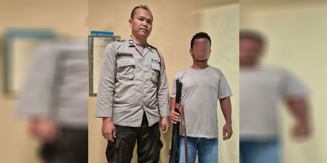 Ilustrasi lokasi penembakan dan polisi mengamankan barang bukti senapan angin