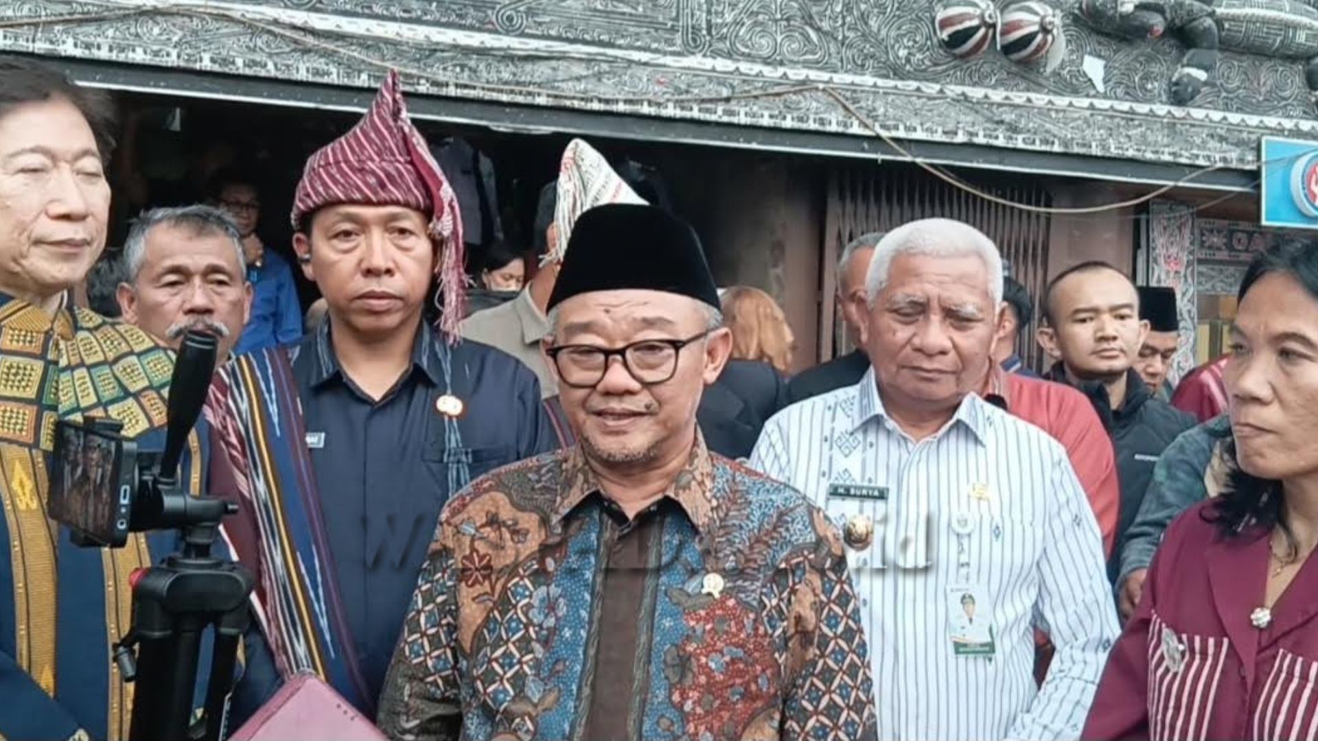 Mendikdasmen Abdul Mu'ti saat pembukaan Rakernas V MPK di Tarutung