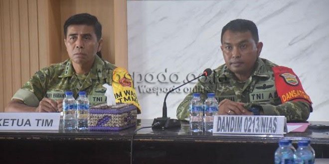 Pemaparan progres TMMD 130 di Makodim 0213/Nias oleh Dandim Letkol Indra Rukmana
