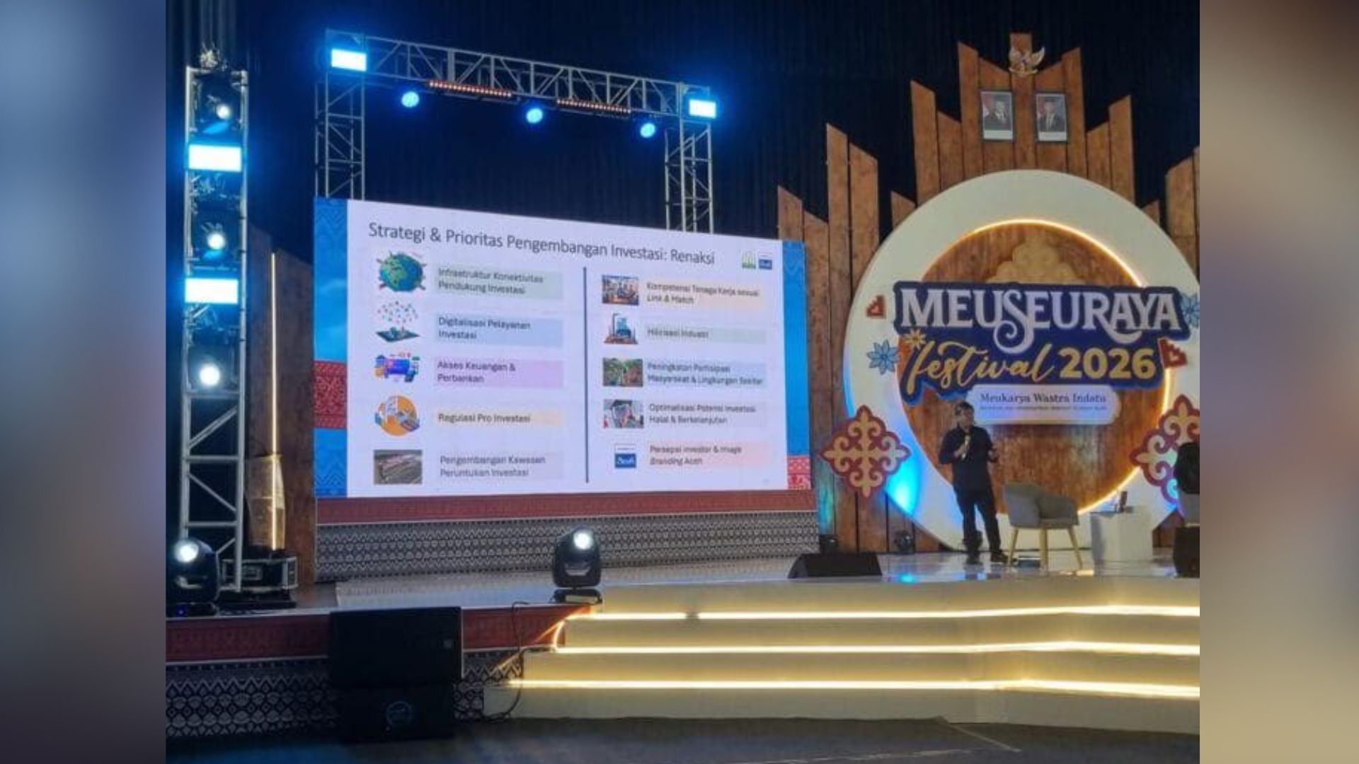 Ilustrasi pembangunan dan investasi di Aceh dengan latar infrastruktur