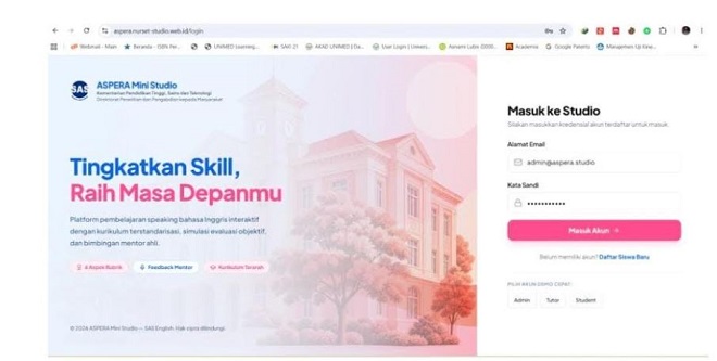 Ruang ASPERA Mini Studio untuk pembelajaran bahasa Inggris berbasis digital di SAS English Laboratory