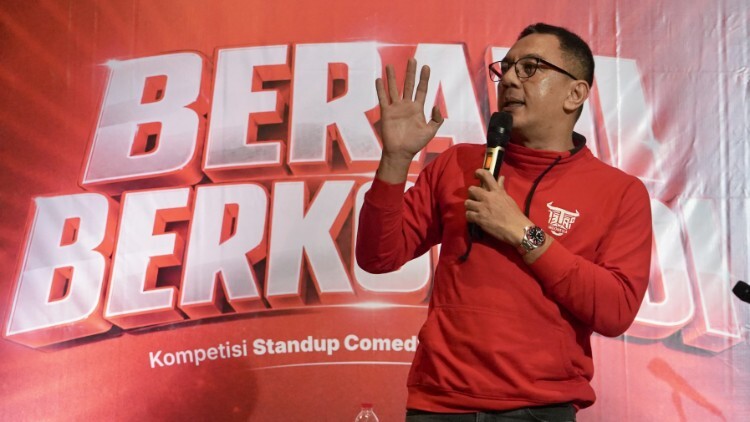 Peserta audisi Berani Berkomedi di Sawojajar, Malang menunjukkan aksi panggung