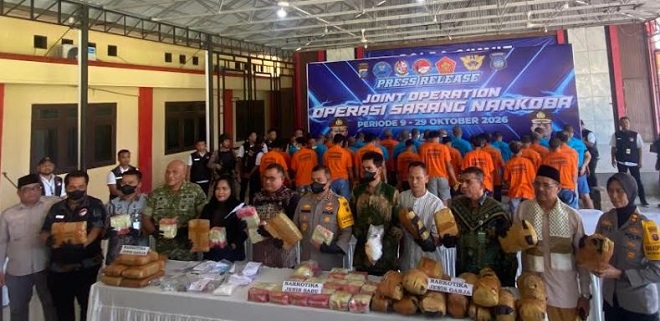 Polisi mengamankan barang bukti narkoba setelah operasi di Deliserdang