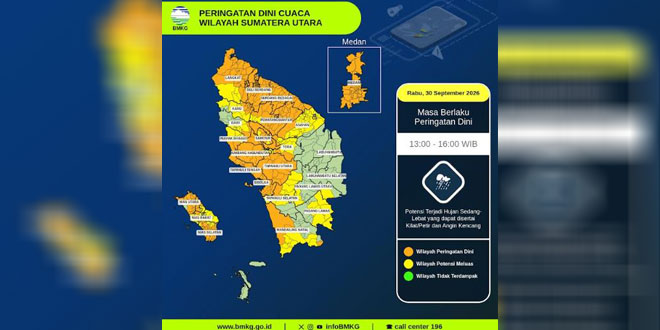 Ilustrasi hujan disertai petir dan angin kencang di Sumatera Utara