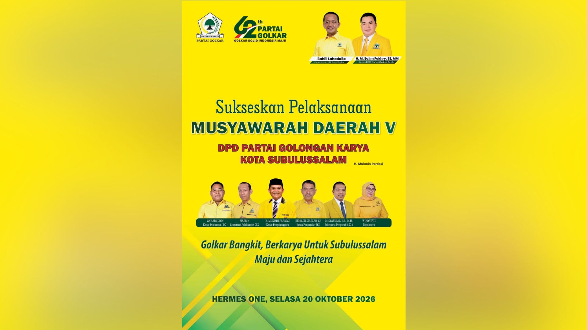 Kegiatan Partai Golkar dan Hotel Hermes One Subulussalam sebagai lokasi Musda