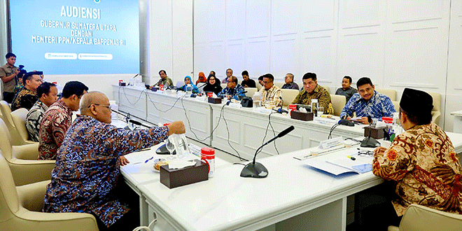 Gubernur Sumatera Utara memaparkan rencana pembangunan RSU Haji Medan dan permintaan dukungan Bappenas