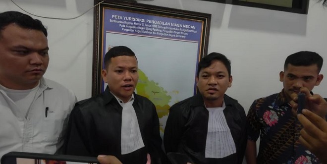 Suasana persidangan kasus korupsi bantuan bencana di Pengadilan Negeri Medan