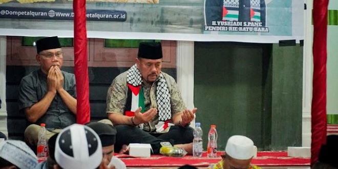 Suasana Tabligh Akbar Anak Palestina di Masjid Bahar Zein Desa Sei Bejangkar