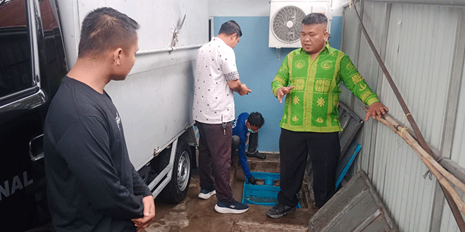 Genangan limbah yang diduga berasal dari IPAL SPPG Sei Rampah di Dusun IV Desa Sei Rampah