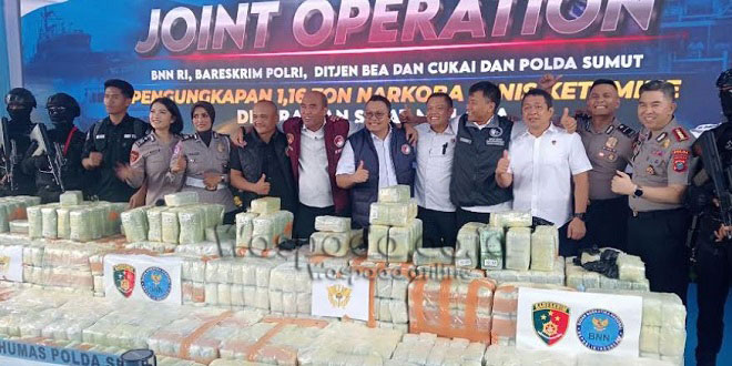 Kapal MT Global 168 diamankan di Pelabuhan Bandar Deli Belawan saat operasi penindakan narkoba